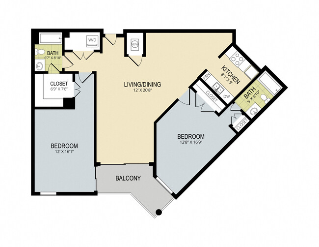 2 BR 2BA 1252 sqft - The Redwood Apartments