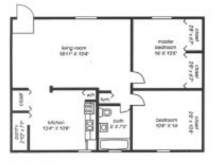 2BR/1BA - Lakeside Apartments