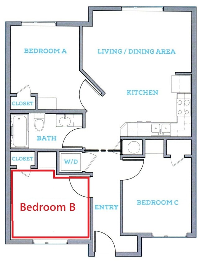 Bedroom B available to lease - The Arcade