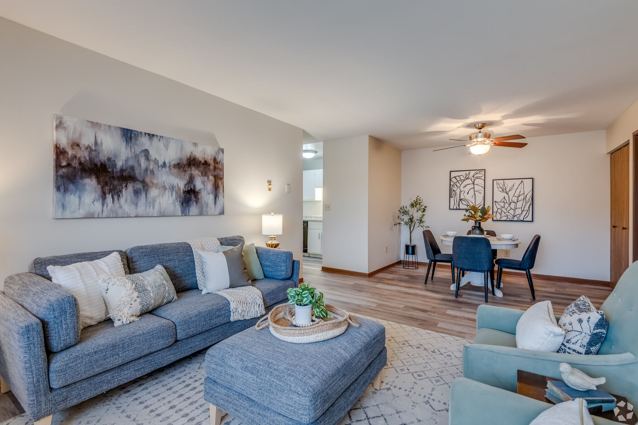 Living Room with Dining Area - Harbor Ridge Apartments