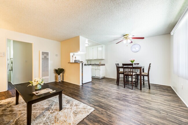 Open concept large living room in a one bedroom apartment at the Promenade Apartment in Van Nuys, CA - The Promenade