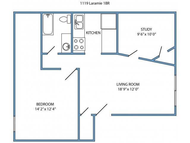 1Bed 1Bath w/ Study - 1119 Laramie