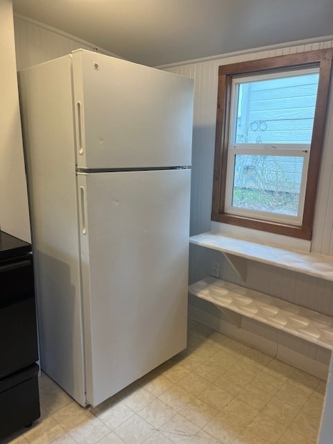 open shelving by the fridge in kitchen - 331 Oklahoma Rd