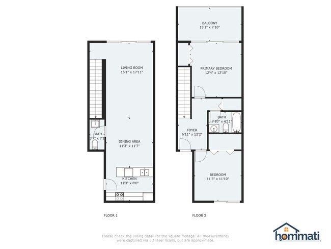 2 Bed 1.5 Bath layout - 830 E Park Ave