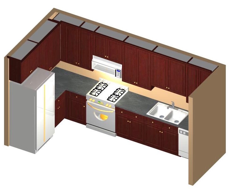 3D Rendering of Kitchen Cabinet Layout - 64 E Church St