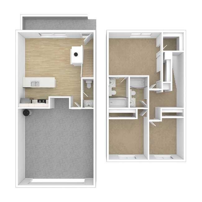 3-Bedroom 2.5-Bathroom floorplan - Canyon Springs Townhome Apartments