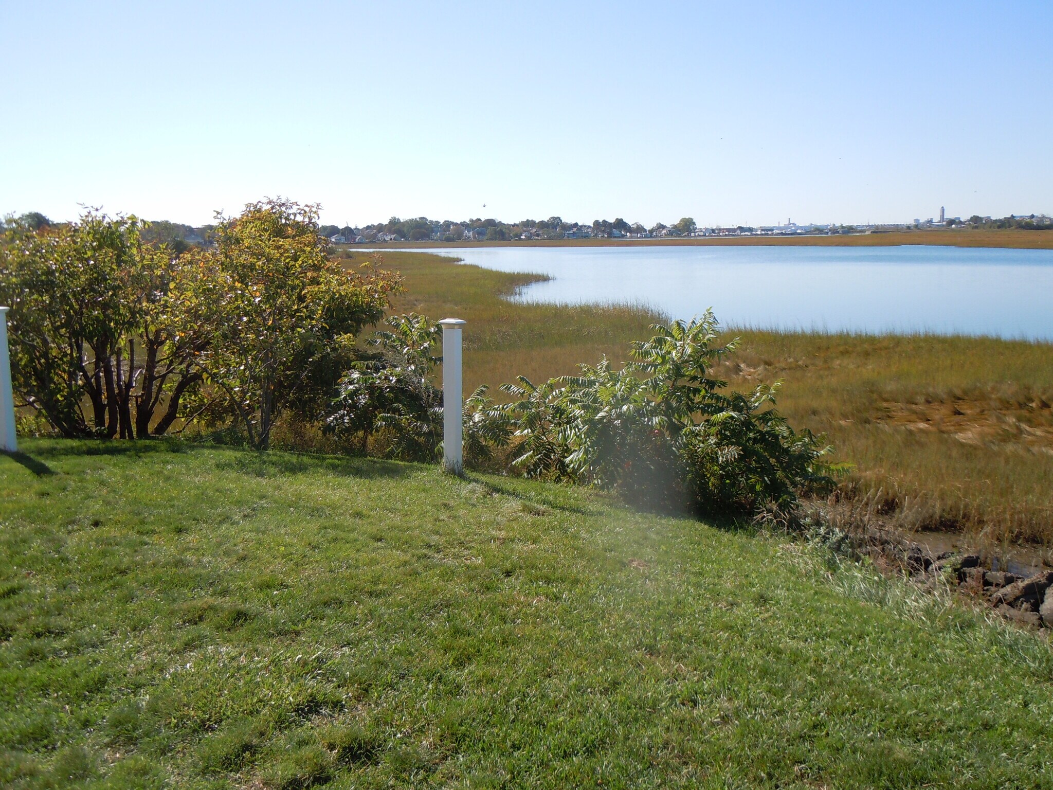 view of marsh and inlet at mid-tide, looking south - 103 Summer St