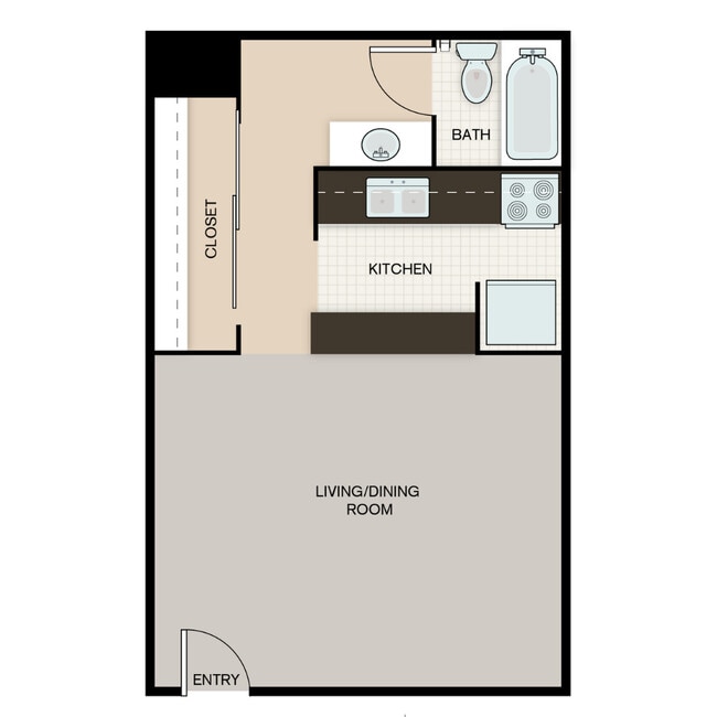Studio 1 Bath 450 SQFT - The Villas @ Uptown