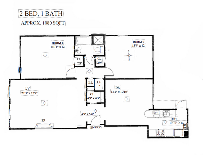 2 bed, 1 bath - Monty