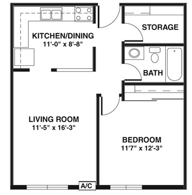 1BR/1BA - Pheasant Ridge Apartments