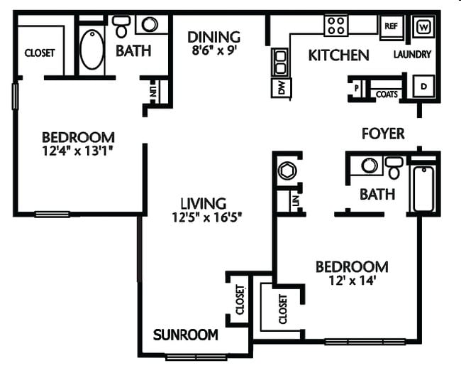 Two Bedroom, Two Bathroom - Walden Oaks