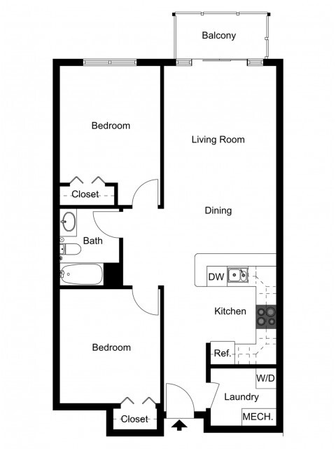 Two Bedroom, One Bath - 770 Elmwood Apartments