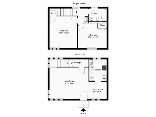 Two bedroom townhome floor plan - Greenville on 141 Apartments & Townhomes