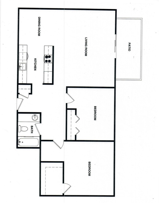 2 bed/1 bath (941 - 986 sq. ft.) - Le Chateau Apartments