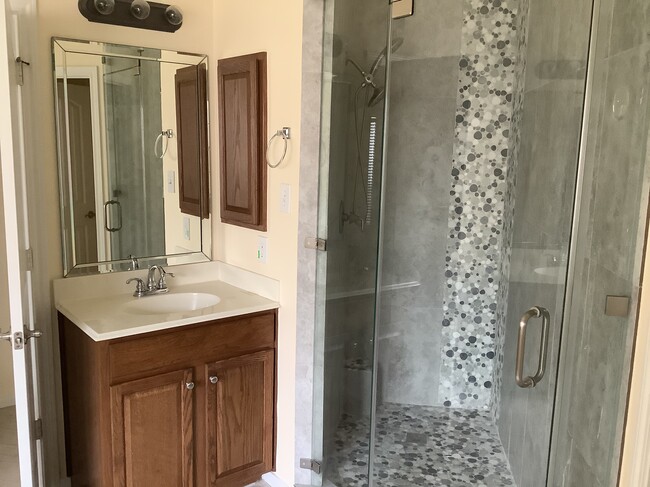 Remodeled shower 2018 with frameless glass - 11502 Grimes Ave