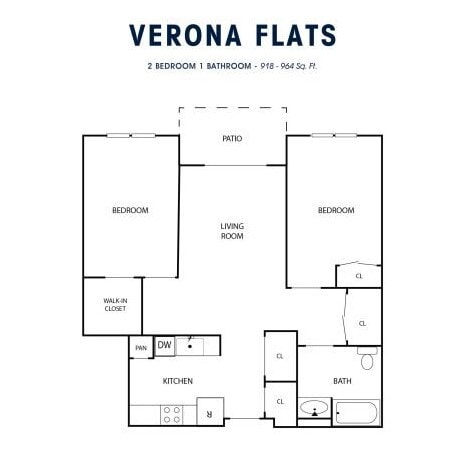 2 Bedrooms/ 1 Bath - Verona Flats