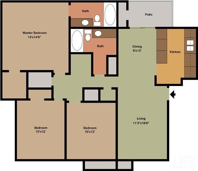 C3 3 Bedroom X 2 Baths + Patio - Forest Glen Apartments