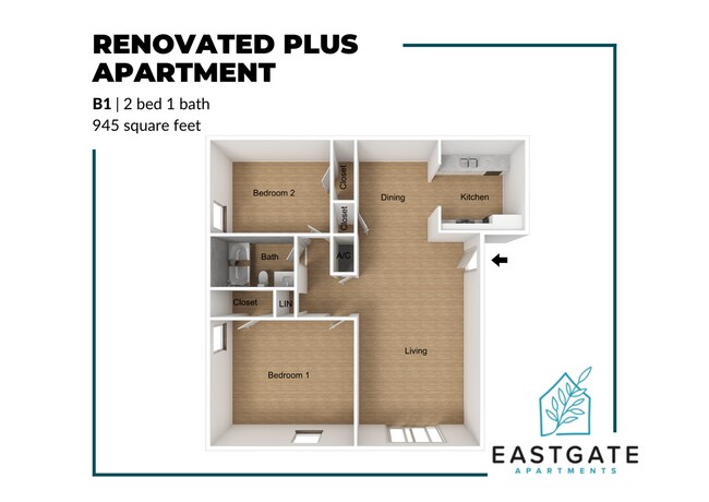 B1 Renovated Plus Floor Plan - Eastgate Apartments