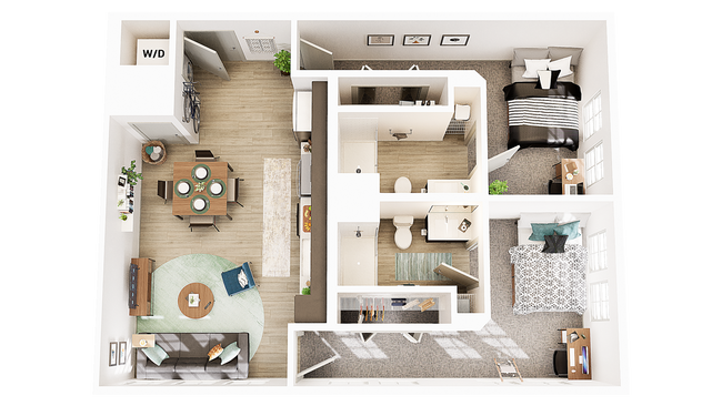 3D Floorplan - Unit B3 - Union on Frank