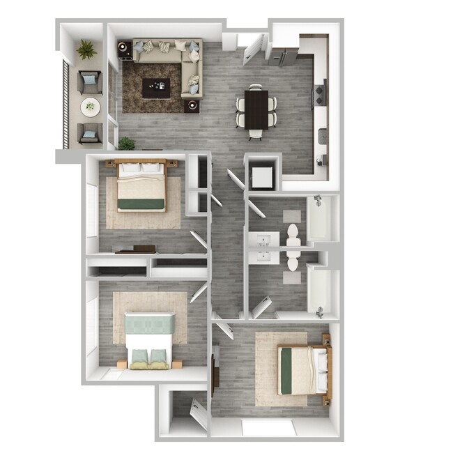 Three-Bedroom, Two-Bathroom Apartment - Canyon's Edge Apartments