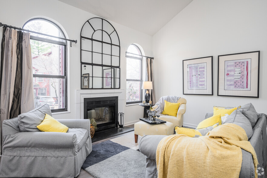 Living Room w/Wood Burning Fireplace - Chesterfield Village Townhomes