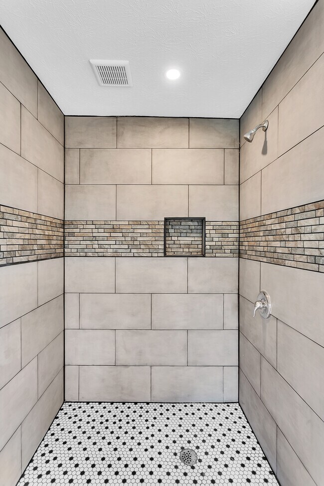 Large stand up shower with ceramic tile - 2416 Magee Road Ext