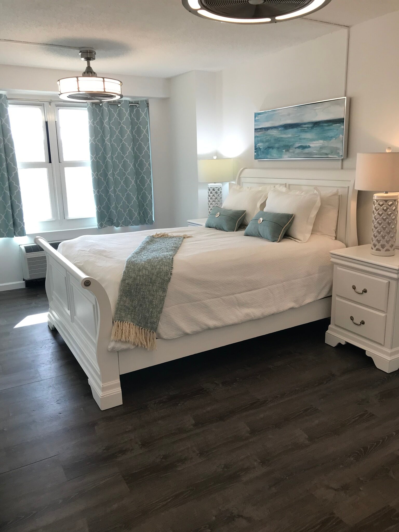 Large furnished master bedroom with ocean views and large closet - 480 Ocean Ave