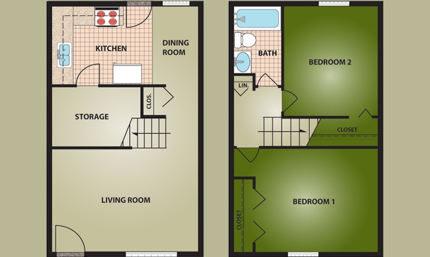 2BR/1BA - Fostoria Townhomes/Eco Village