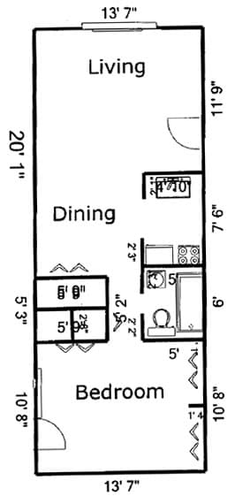 1BR/1BA - East Browning Apartments