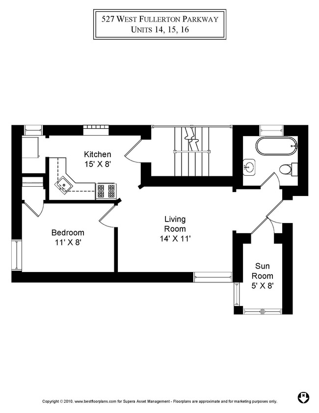 1 Bedroom / 1 Bath / 491 Sq.Ft. - 523-31 W. Fullerton