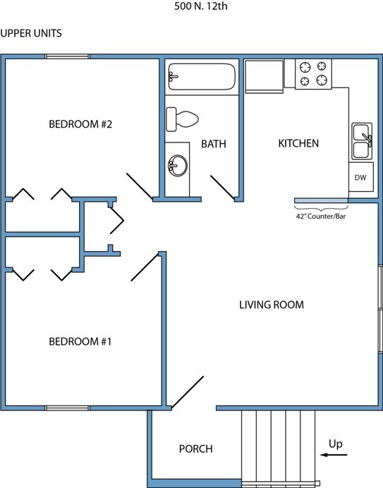 2-bed, 1-bath 2nd level - 500-508 N. 12th