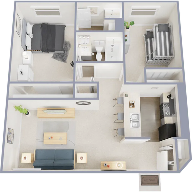 Two bedroom, two bath, 738 square foot apartment - Signature at Promontory Pointe