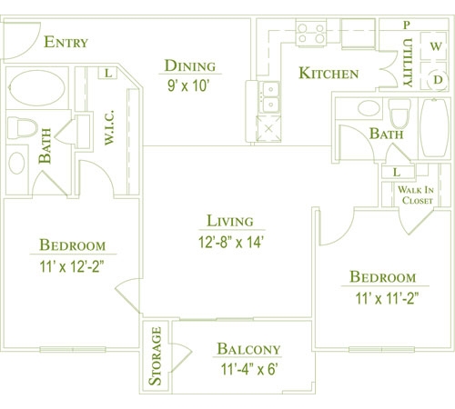 Floor Plan - B2 - Post Oak East Apartments