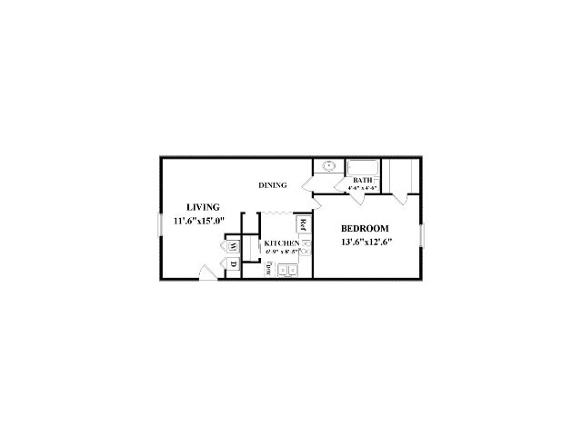 One bedroom, one bathroom. Not all have washer/dryer connections. Actual layout might be slightly different than floorplan shown. - The Patrician