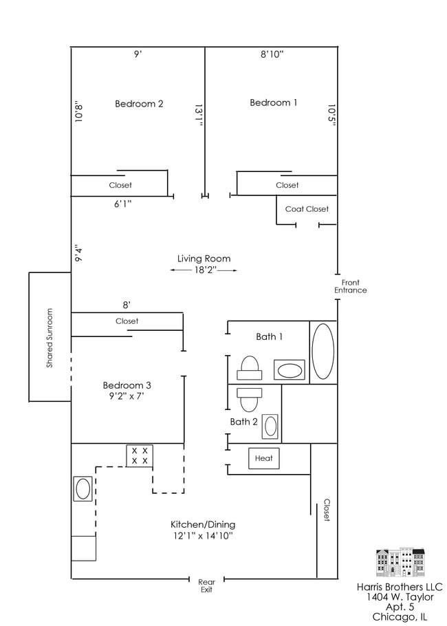1404 W Taylor, Apt #5 - Floorplan - Harris Point Chicago
