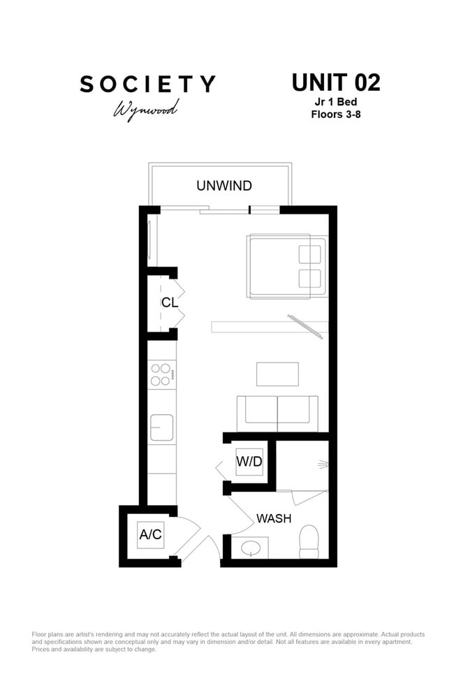 Jr 1 Bed - Unit 02 - Fl 3-8 - Society Wynwood