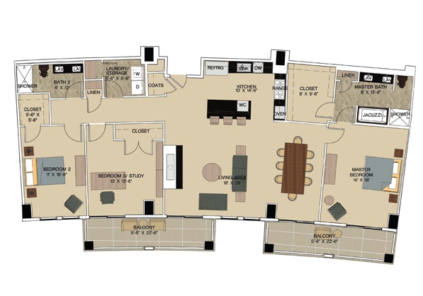 3BR/2BA - Royal Court Condos