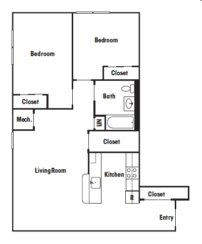 2BR/1BA - River Pointe at Drum Hill