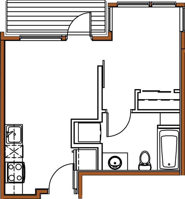 The Alexander, 1 Bedroom, Galley - Floorplan.png - The Alexander