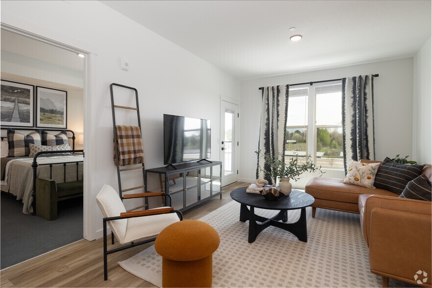 2BD, 2BA - 1100SF - Living Room - Village Apartments