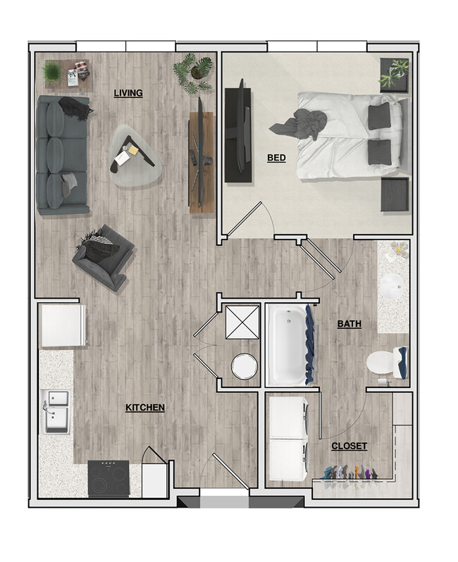 1 Bedroom 1 Bath 653 sq. ft. - Emery Cove