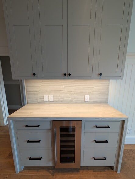 Brand new coffee bar / appliance counter. Lighted work space, extra storage. - 328 Lexington St