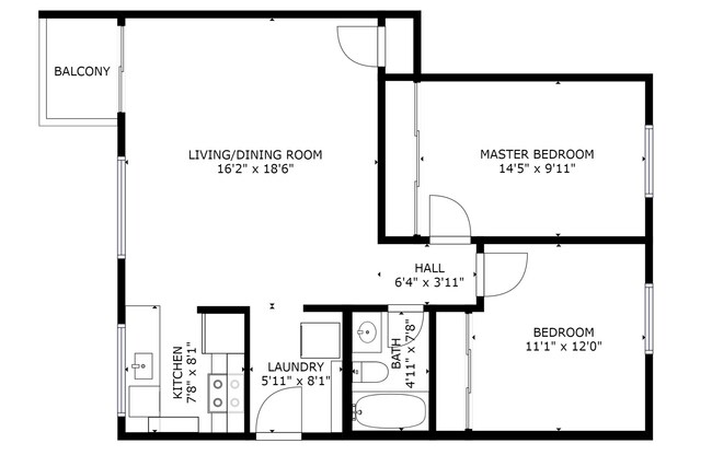 2BR/1BA Layout - Spring Ridge Apartments