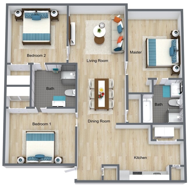 Nike (3x2) Floorplan - Reynolds Place Apartments