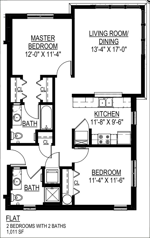 2BR/2BA Flat - Franklin Square Apartments