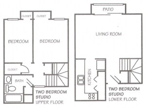 Two Bedroom - Woods of Haltom Townhomes