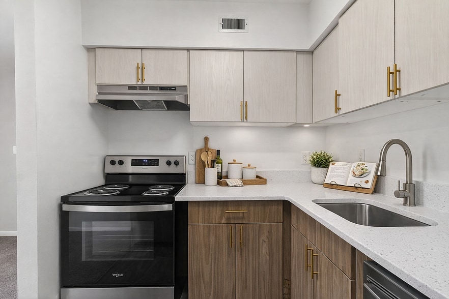 Modern kitchen with wooden accents - Monarch Crossing