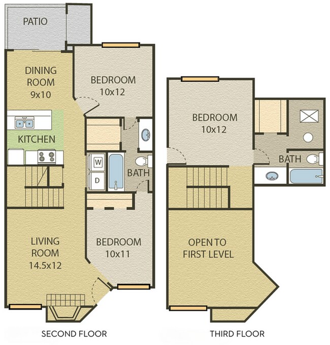 Hickory Floorplan at Cottonwood Apartments in Millcreek - Cottonwood Apartments