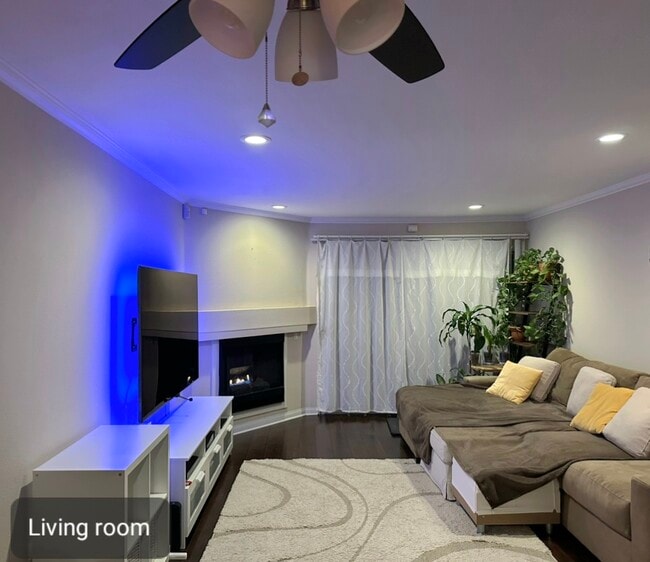 Living room with, fireplace, access to patio - 5565 Canoga Ave