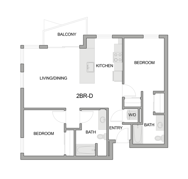 2D Floor Plan Rendering of a Two-Bedroom Apartment - Textur